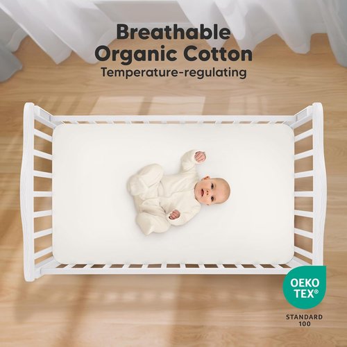 KeaBabies Organic Crib Sheets - 2-Pack Fitted Jersey Cotton for Boys & Girls | Soft, Breathable 52x28 (Fleur)