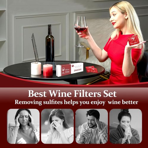 36 Pack Wine Purifier, Wine Filters that Remove Histamines and Sulfite Filter Accessories Valentine's Day Gifts for Men and Women