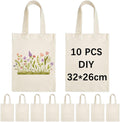 OKBA Mini Tote Bags - 10 Pack Reusable Blank Canvas Bags for Kids | 10.2 x 12.6 Inches
