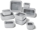 Caraway 22pc Glass Food Storage Set - Non-Toxic Ceramic-Coated Containers - Compact & Stackable - Gray