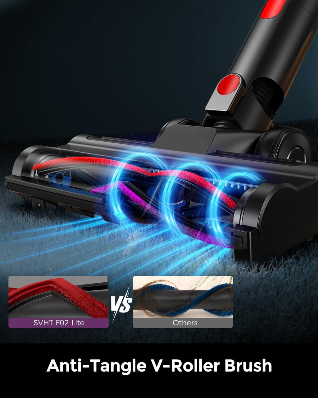 Skiennix Cordless Vacuum Cleaner - 500W Power, 50-Minute Runtime, LED Light & Anti-Tangle Brush | 1.6L Dust Cup, Lightweight for Pet Hair & Hard Floors