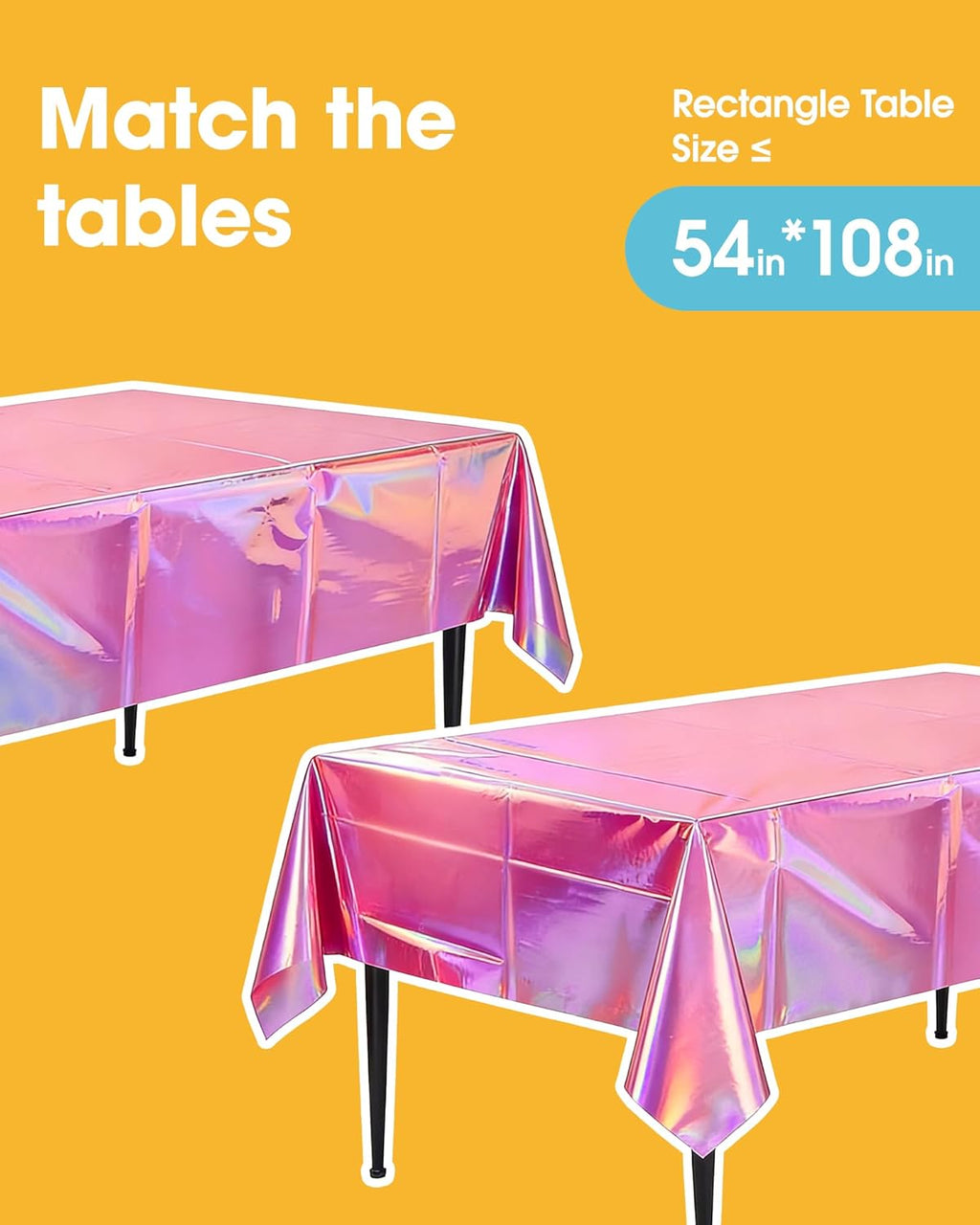 Niuara Iridescent Pink Table Cloth - 4 Pack 54" × 108" Disposable Covers for Parties & Gatherings