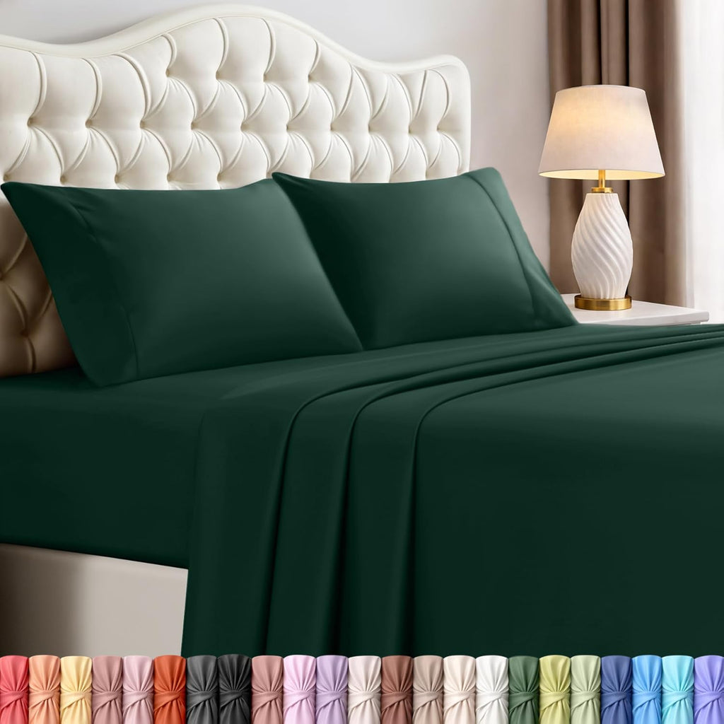 Utopia Bedding Queen Size Sheet Set - Soft, Breathable Microfiber | 4-Piece Emerald Green Bedding Set