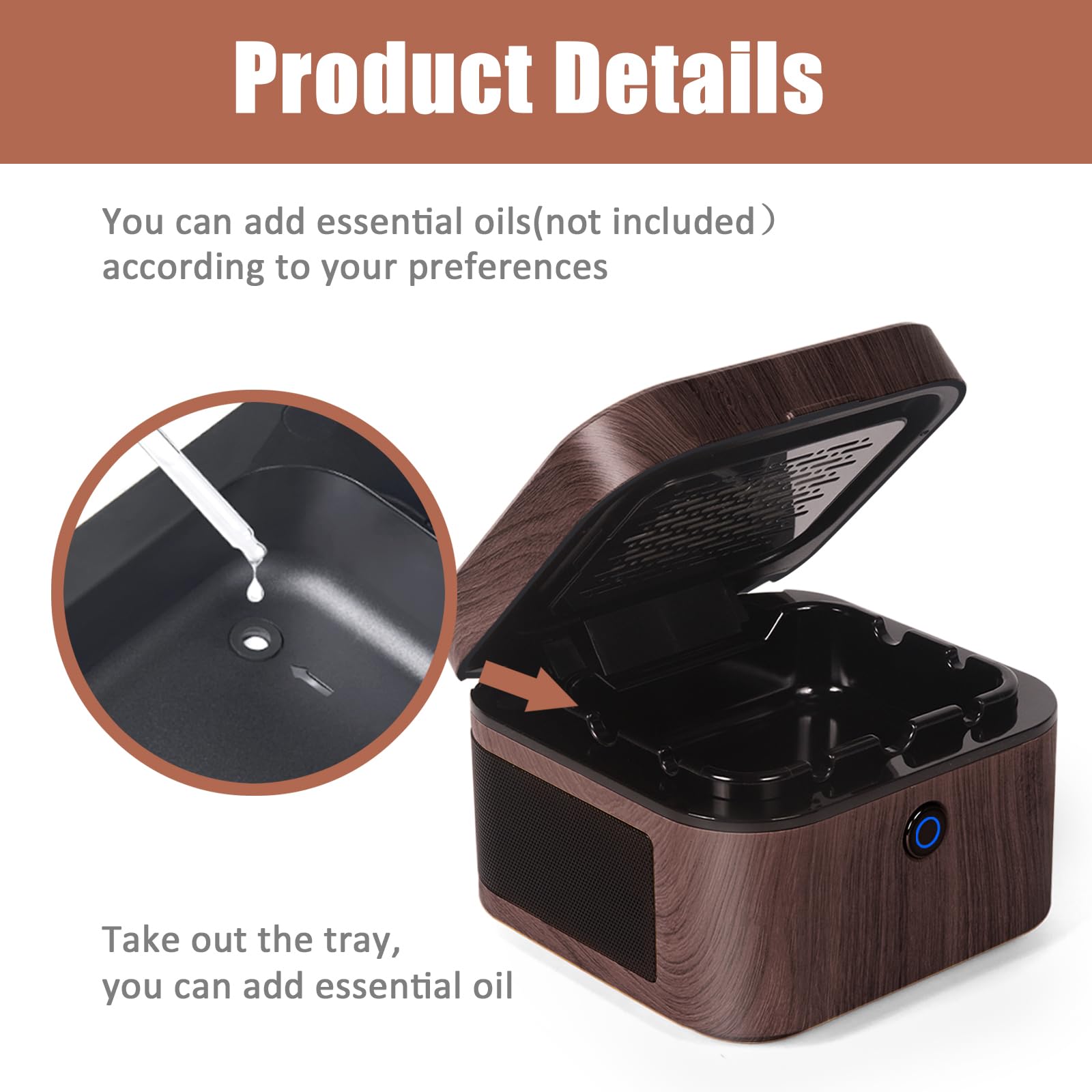 WSTA Portable Smokeless Ashtray,Multifunctional HEPA Filter Ashtray for Cigarettes,Smoke Eaters for Home Office Car Outdoor-Grey