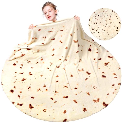 M&C Music Color Tortilla Blanket, 71 in Double Sided Giant Round Funny Blanket for Adults, Teens & Kids