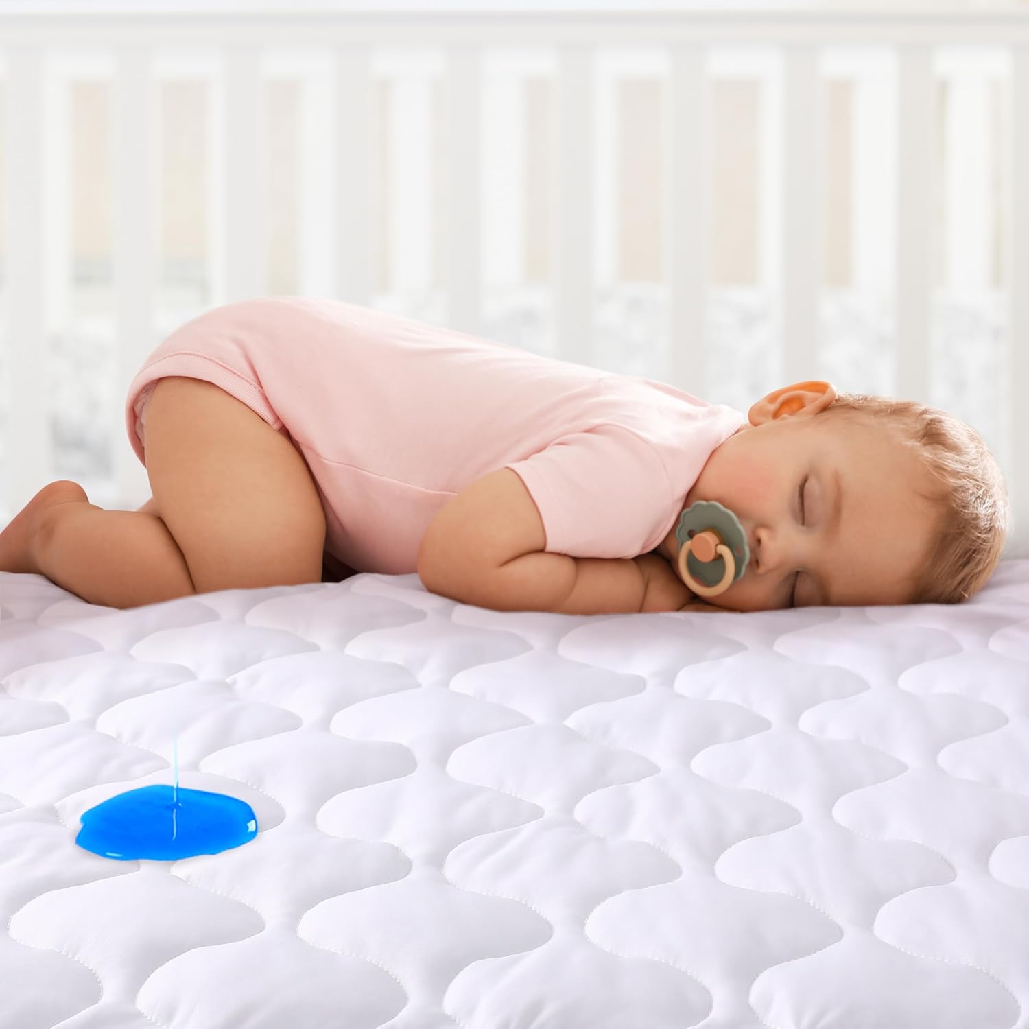 Yoofoss Waterproof Crib Mattress Protector - Soft, Breathable Quilted Pad for Standard Baby Crib 52''x28''