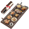 Warming Mat for Food Extra Large 35 Inch, Graphene Food Warming Mat,Heating Food Warmer 7MM Raised Feet,Electric Warming Tray Rollable & Portable,6 Level Temp & 6 Timer Setting, Brown(36.02" x 15.75")