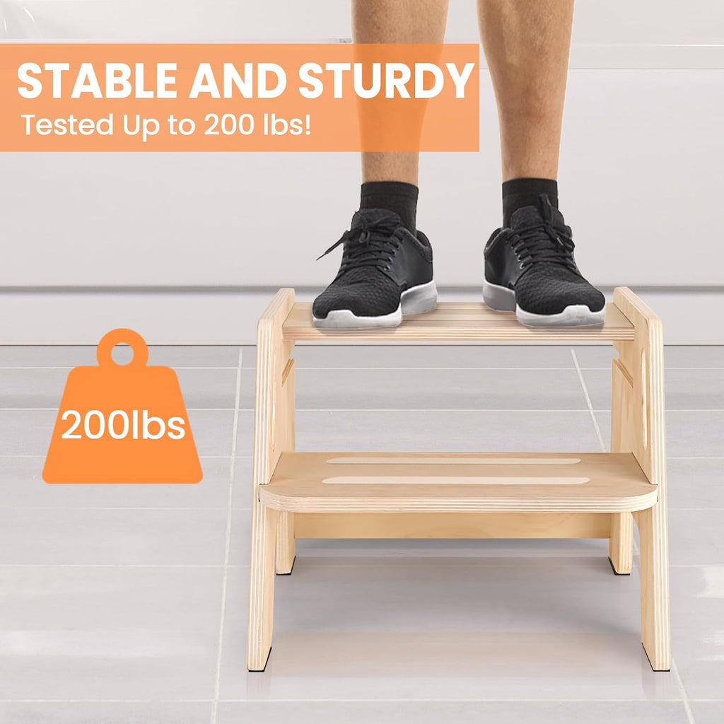 Skiennix Toddler Step Stool - Height-Adjustable 2-Step Design with Handles for Potty Training | Kids' Bathroom & Kitchen Use