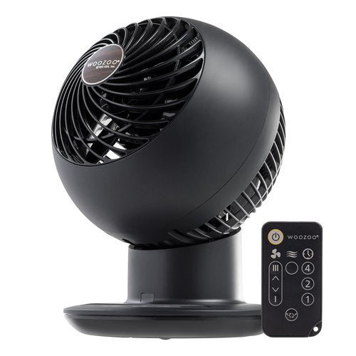 IRIS USA WOOZOO Air Circulator Fan with Remote, Oscillation, 5 Speeds, 82ft Max Air Distance, 90° Adjustable Tilt, 30db Quiet Motor, Small Fan for Bedroom, Office, Dorm, Black