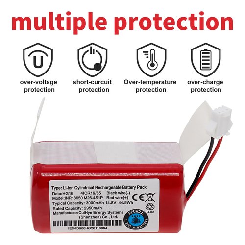 CulHye 3000mAh Upgraded RVBAT700 Replacement Battery Compatible with Shark ION RV700 RV720 RV725 RV750 Robot Vacuum Cleaner,14.8V Li-ion Rechargeable Battery Pack