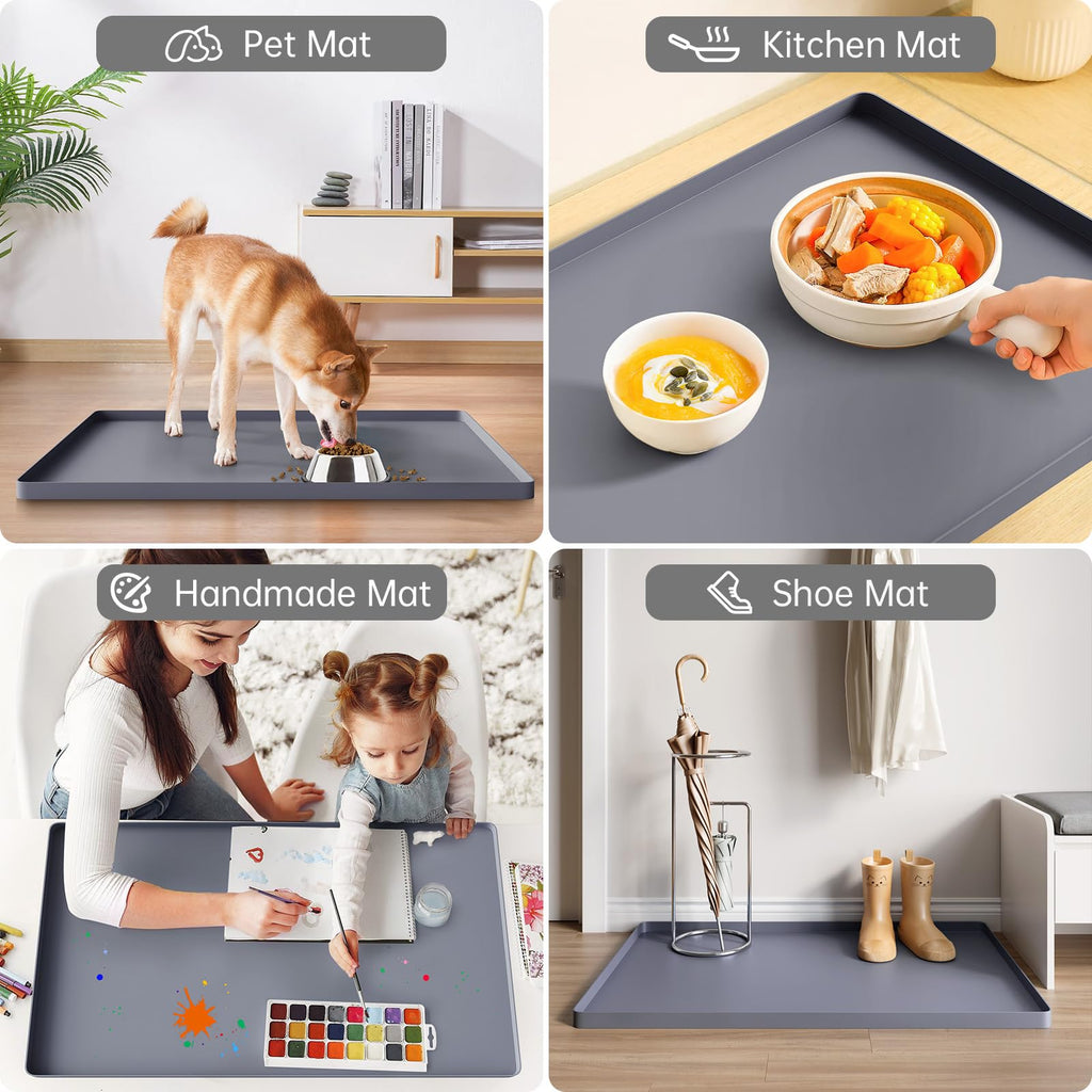 FLATO Waterproof Under Sink Mat 19" x 19" Shelf Liner for Kitchen and Bathroom, Cabinet Protector, Organizers and Storage, Flexible Silicone Drip Tray