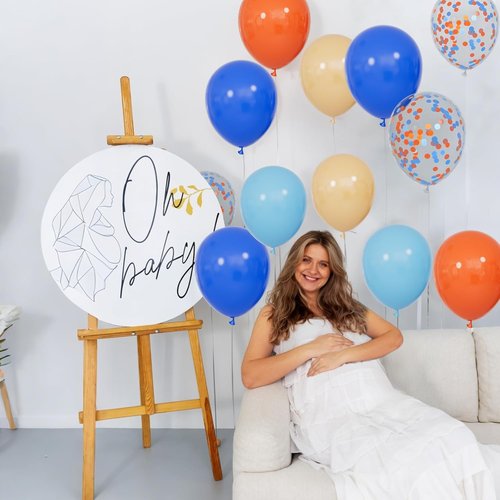 68Pcs Blue & Orange Balloons - 12 Inch Nude & Deep Light Blue Birthday Party Decor