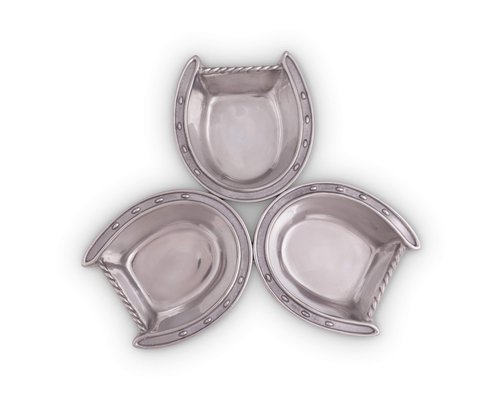 Arthur Court Designs Aluminum Lucky Horseshoe 3-Bowl Bowls Set Server 10.5 inch Diameter 1.5 inch Tall