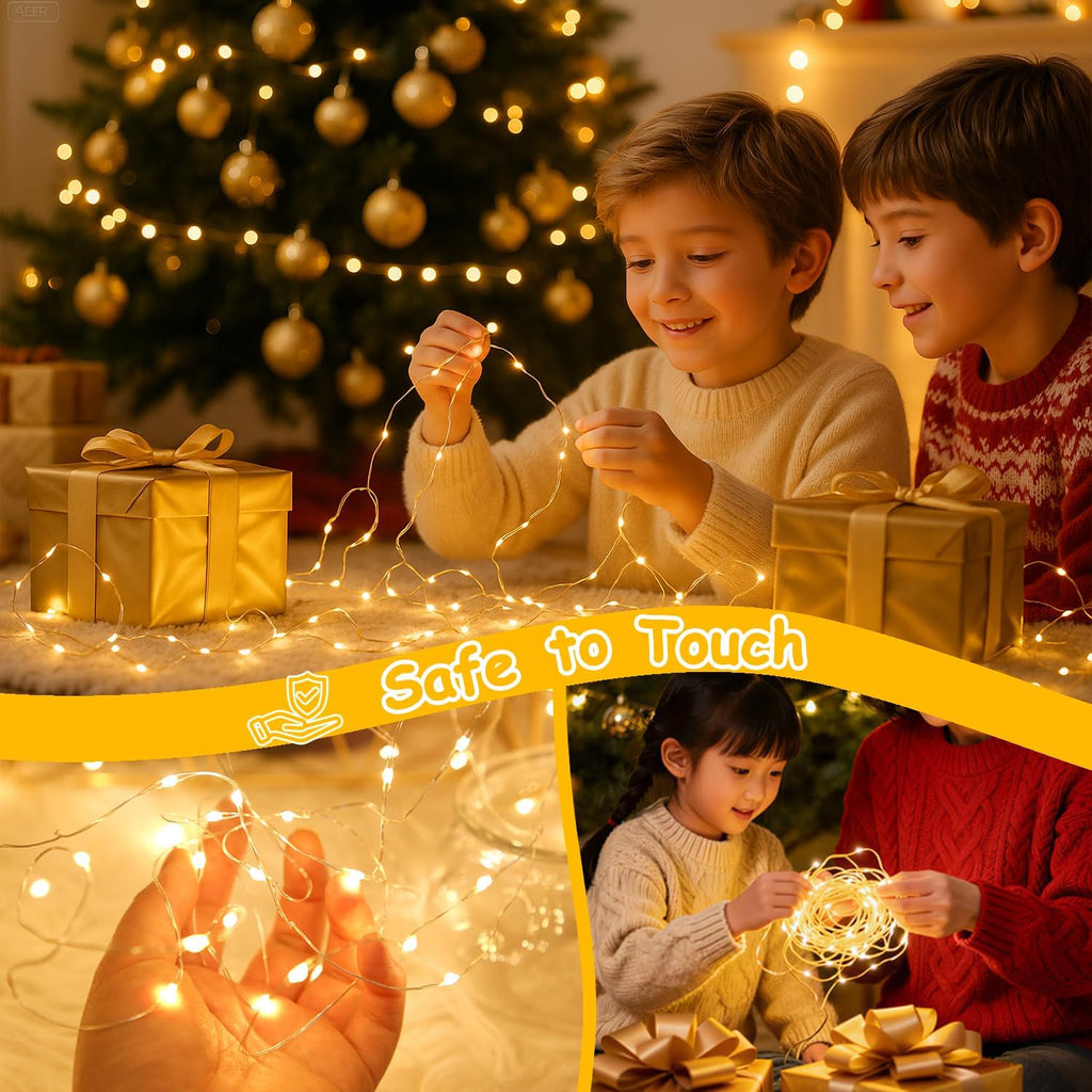 Skiennix 300 LED Fairy Lights - Twinkle String Lights with Remote & Timer | 99ft Bendable Silver Copper Wire, Warm White Decor for Weddings & Parties