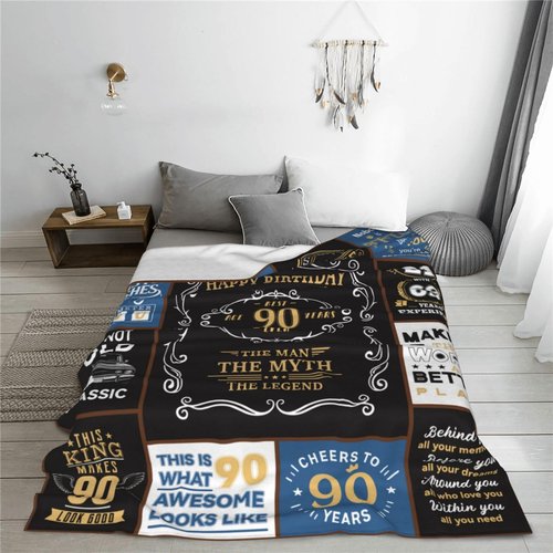Jieoyfyug 90th Birthday Gifts for Men, 1936 90 Year Old Blanket 50"x60", Retirement Christmas Fathers Day Birthday Gifts for Him Dad Papa Grandpa Husband Uncle