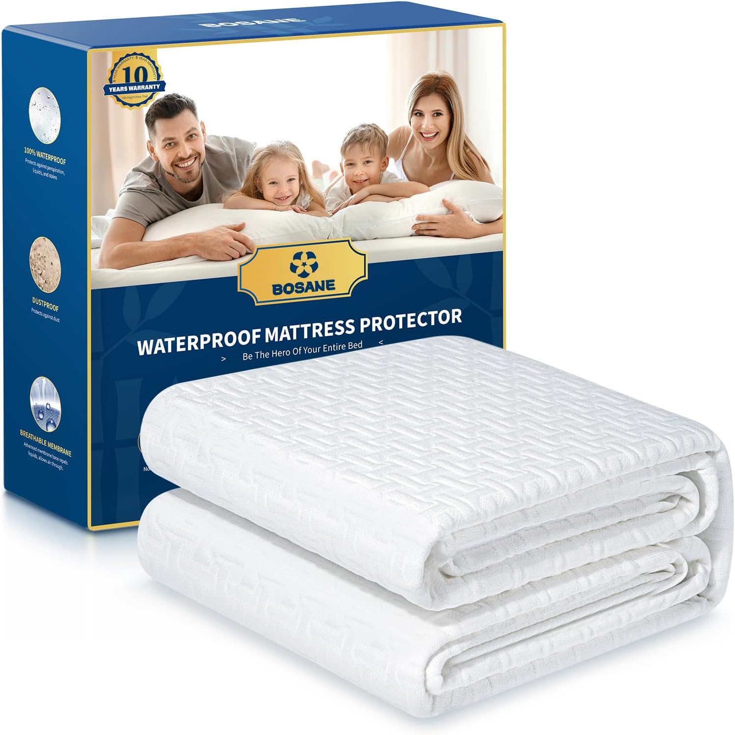 Skiennix 100% Waterproof Queen Mattress Protector - Breathable Cooling Hypoallergenic Cover | 8-21'' Deep Pocket