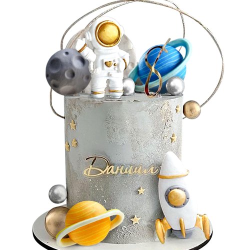 Space Cake Toppers Outer Space Cake Decorations,Astronaut Rocket Stars Cake Decorations for Two The Moon First Trip Around the Sun Birthday Baby Shower
