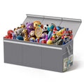 Lewondr 160L Extra Large Toy Storage Organizer with Lid, 40"x16"x16"Collapsible Sturdy Toy box, Toy Chest for Boys Girls, Toybox Storage Bins with 3 Removable Dividers for Living Room, Nursery, Grey