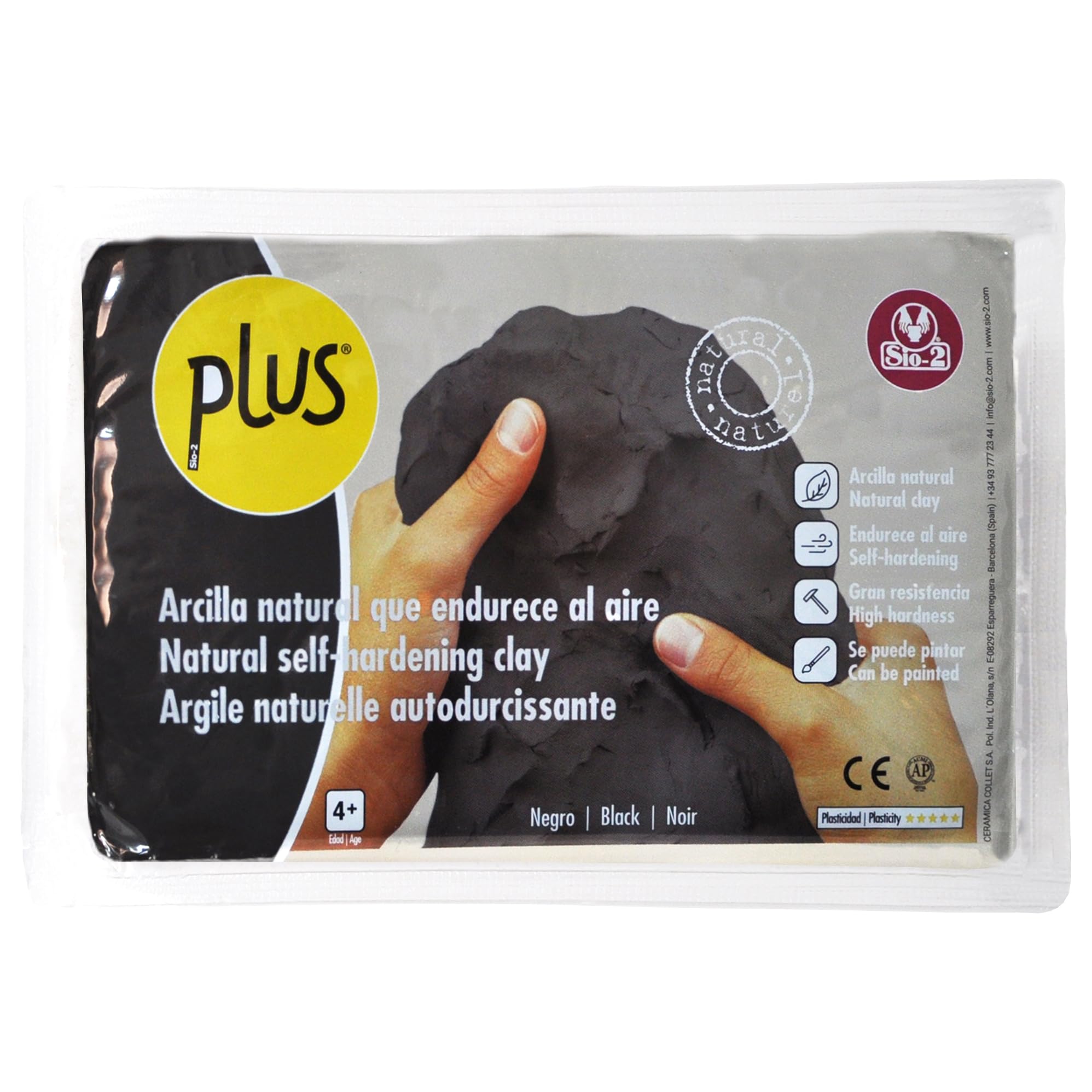 Activa Plus Clay, Black, 2.2lb (1kg) - Natural Self Hardening Air-Dry Clay | Smooth General Purpose Clay for Modeling, Arts & Crafts