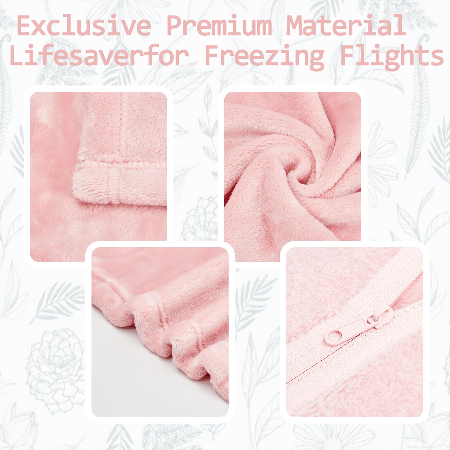 Brensglunt Travel Blanket Pillow, Premium 2 in 1 Flannel Airplane Blanket Compact for Travel,Office, Home,Travel Essentials Accessories for Plane and Car,Compact Office Blanket (Pink)