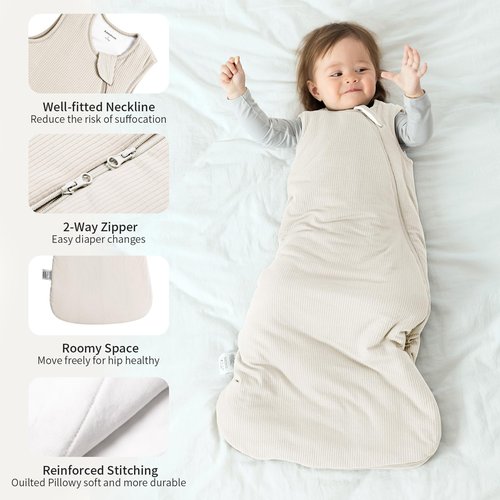BubblePanda Rayon Made from Bamboo Sleep Sack 6-12 Months Supersoft Toddler Sleep Sack 1.0 Tog Breathable Baby Wearable Blanket with 2-Way Zipper Unisex Sleeping Bag for Babies