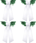 Skiennix 4 PCS White Satin Wreath Sashes - Blank Embroidery Accessories for Weddings & Holidays