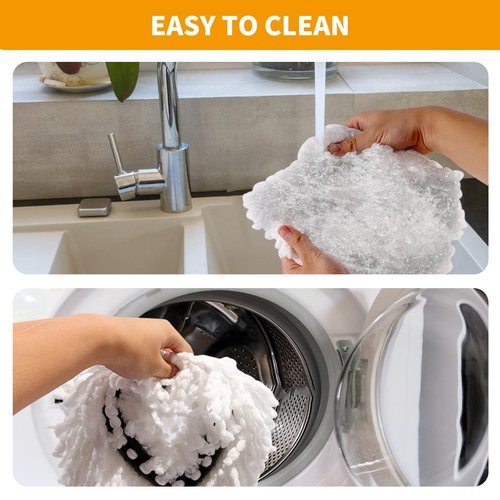 7-Pack Mop Heads Replacements for O Cedar EasyWring 1 Tank System, Includes 4 Microfiber Spin Mops, 2 Scrub Brushes, and 1 Base, Reusable Set Mop Replace Head for Cleaning Home, Bathroom, Kitchen