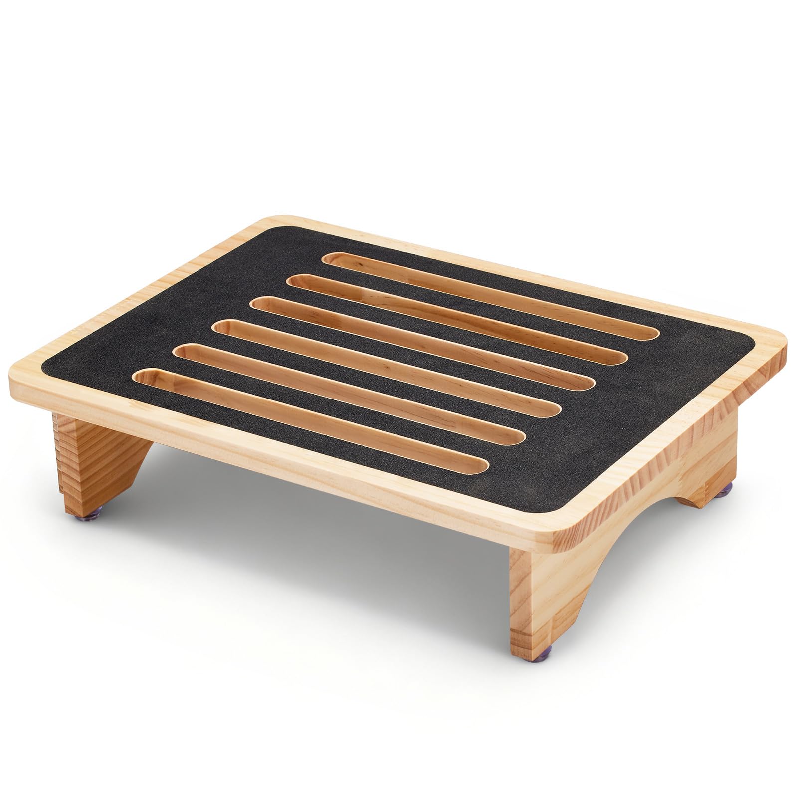 One Step Stool for Adults Seniors, Non-Slip Rubber Step Surface Heavy Duty Wooden Stepping Stool, Perfect Bed Steps for High Beds & Daily Use