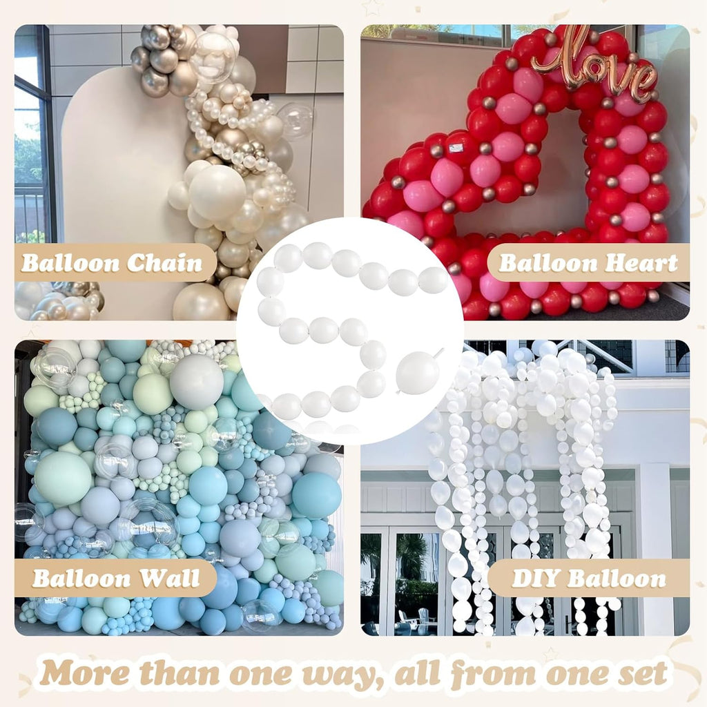 White Linking Balloons by [Brand Name] - 100pcs 6 Inch Quick Link Balloons for Stunning Wedding & Party Decor