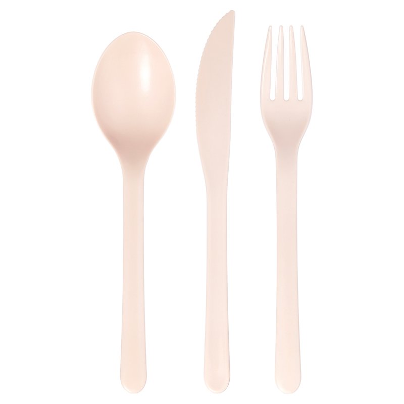 Eco-Friendly Blush Pink 3-Piece Flatware Set - 3 Pack