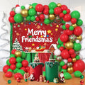 AIBIIN Christmas Balloon Arch Kit - 105pcs Friendsmas Party Decorations with Merry Friendsmas Banner & Foil Curtain