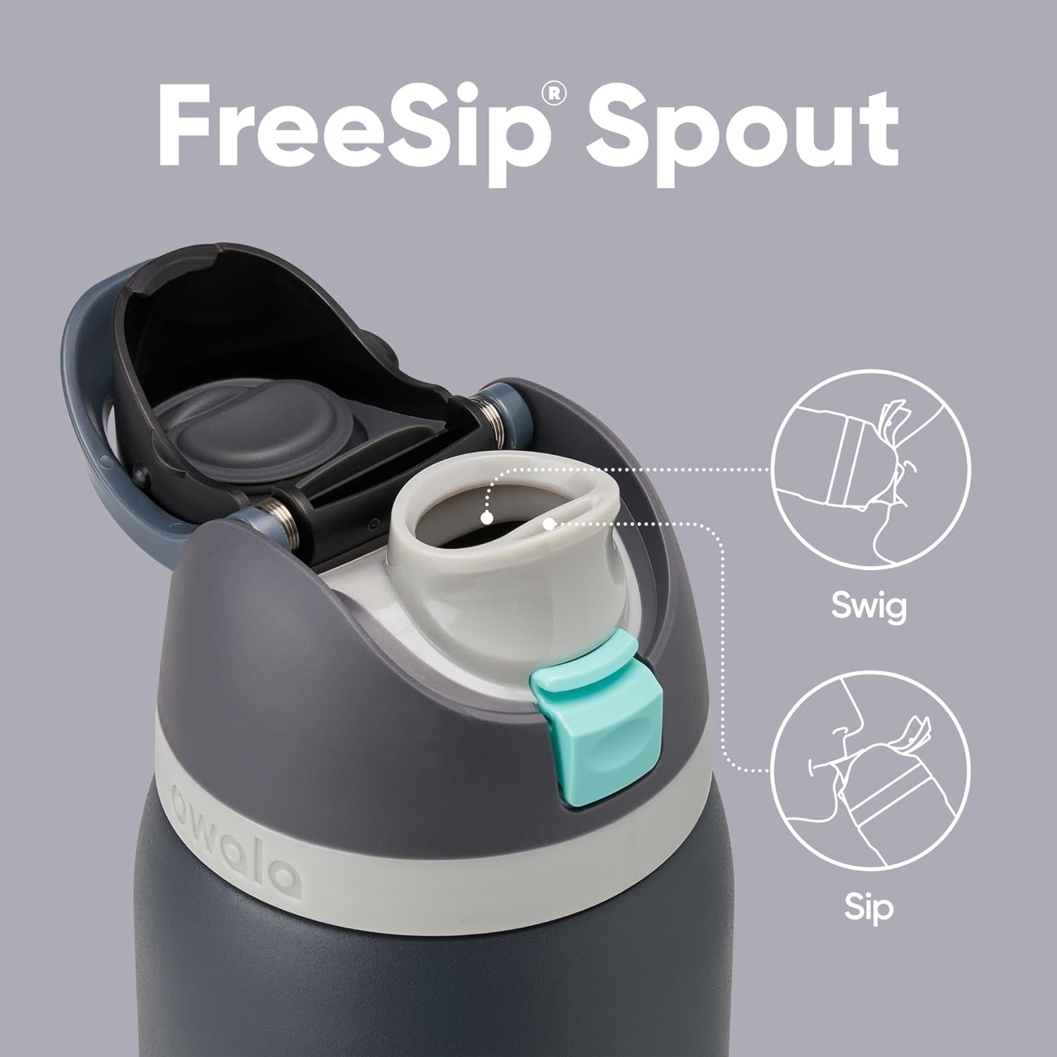 Owala FreeSip 32 oz Insulated Stainless Steel Water Bottle - BPA-Free with Straw | Foggy Tide Color for Sports & Travel