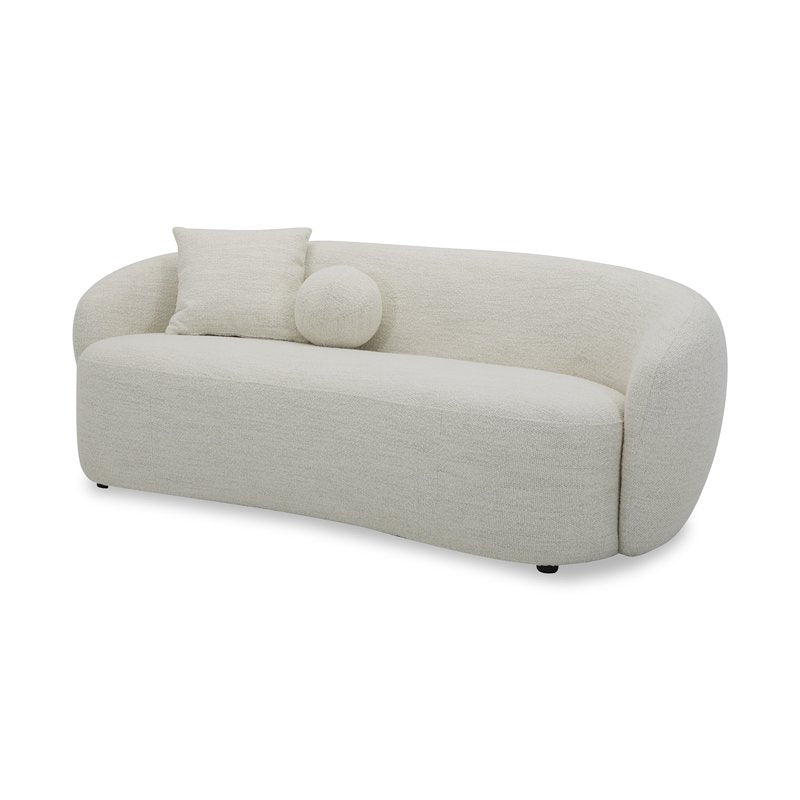 Modern Ivory Curved Sofa - 80.31 in, Includes 2 Accent Pillows