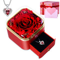 Preserved Real Rose with Necklace -Eternal Roses Forever Flower, Gifts for Her,Women Mom Wife Girlfriend Daughter Grandma Sister,Gifts Idea on Valentines Anniversary Birthday Thanksgiving