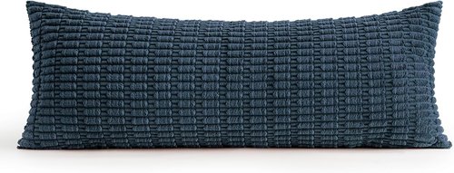 MIULEE Blue Long Body Lumbar Throw Pillow Cover - Soft Boho Design, 14x36 Inch for Couch & Sofa