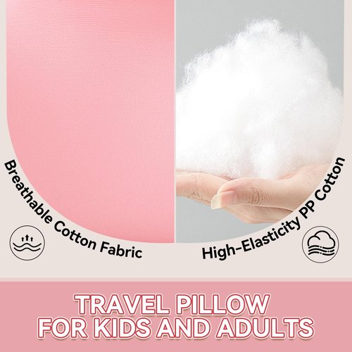 Longhuo Travel Pillow,Car Pillow Kids Car Seat Pillow U Shaped Pillow for Travel Skin-Friendly Material The Sleeping Aid for Adults and Kids on Road Trips (Pink)