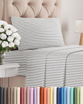 Skiennix Twin Size Sheet Set - Comfy, Breathable & Cooling Bedding - Luxury Hotel Quality - Grey Stripes