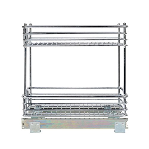 Household Essentials Glidez Chrome-Plated Steel 2-Tier Sliding Under Sink Cabinet Organizer, Chrome