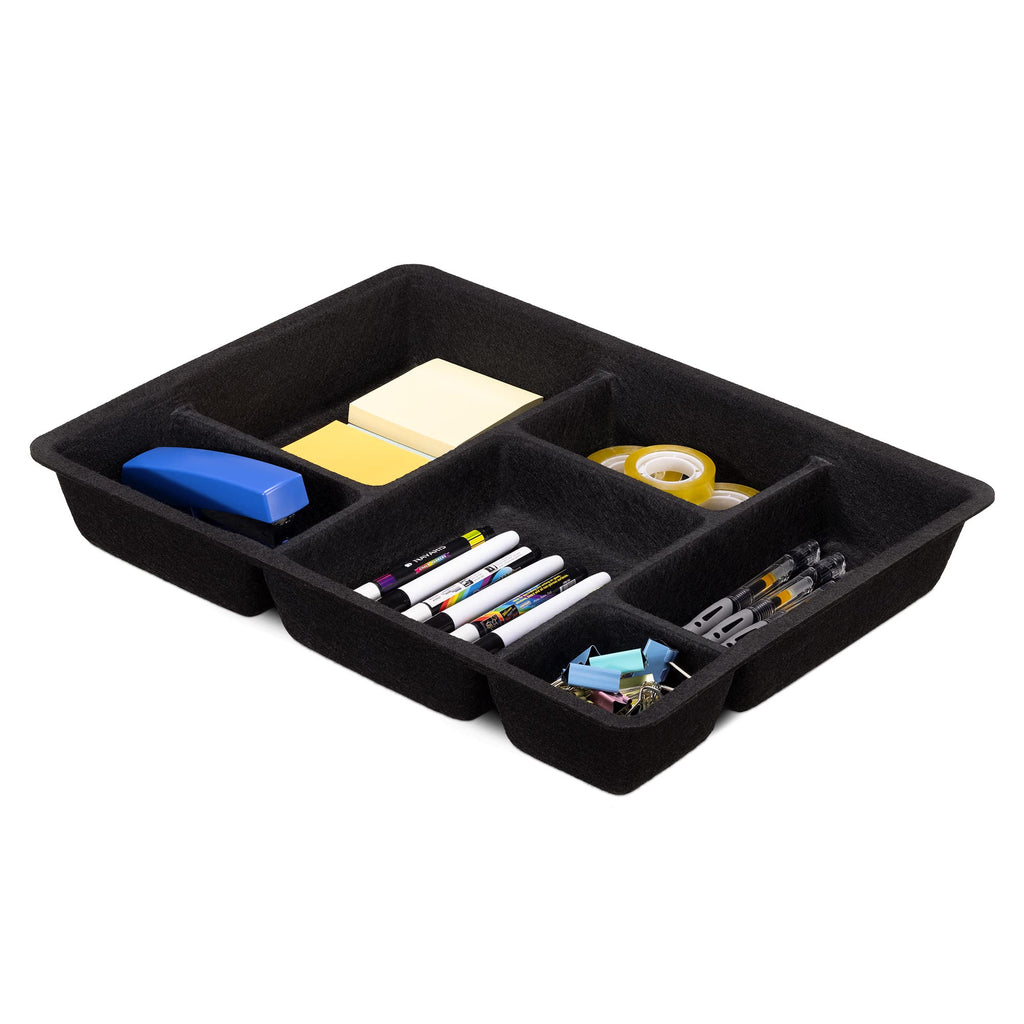 Navaris Felt Drawer Organizer Tray - Tidy Desk Drawers, Office Supplies, Jewelry, Cosmetics, Small Personal Items and Accessories - Black