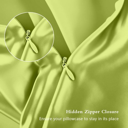 Mulberry Silk Pillowcases by Skiennix - Smooth, Anti-Acne Set of 2 | Standard Size, Olive Green