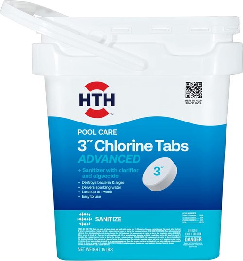 HTH 42054 Chlorinating Tablets - Super 3 Pool Care Solution | 15 lbs for Crystal Clear Water