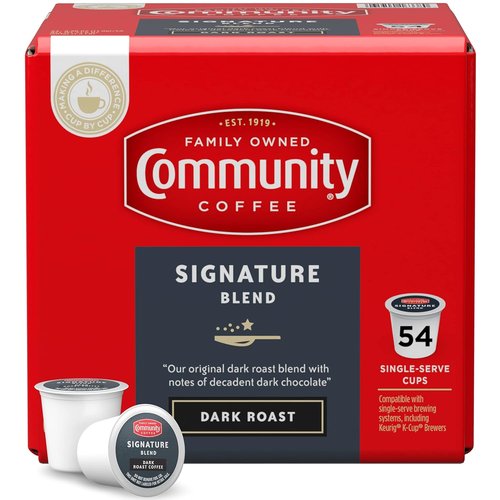Community Coffee Signature Blend Coffee Pods - Dark Roast, 54 Count, Compatible with Keurig 2.0