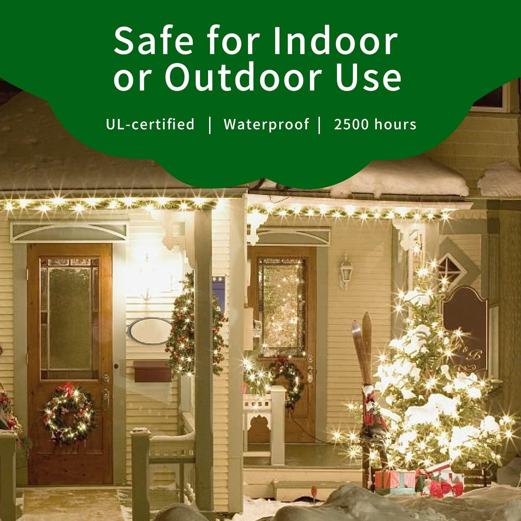 Skiennix Ultra-Bright Warm White Christmas Mini Lights - 100 LED | 19.6 Ft Indoor/Outdoor String Light Set