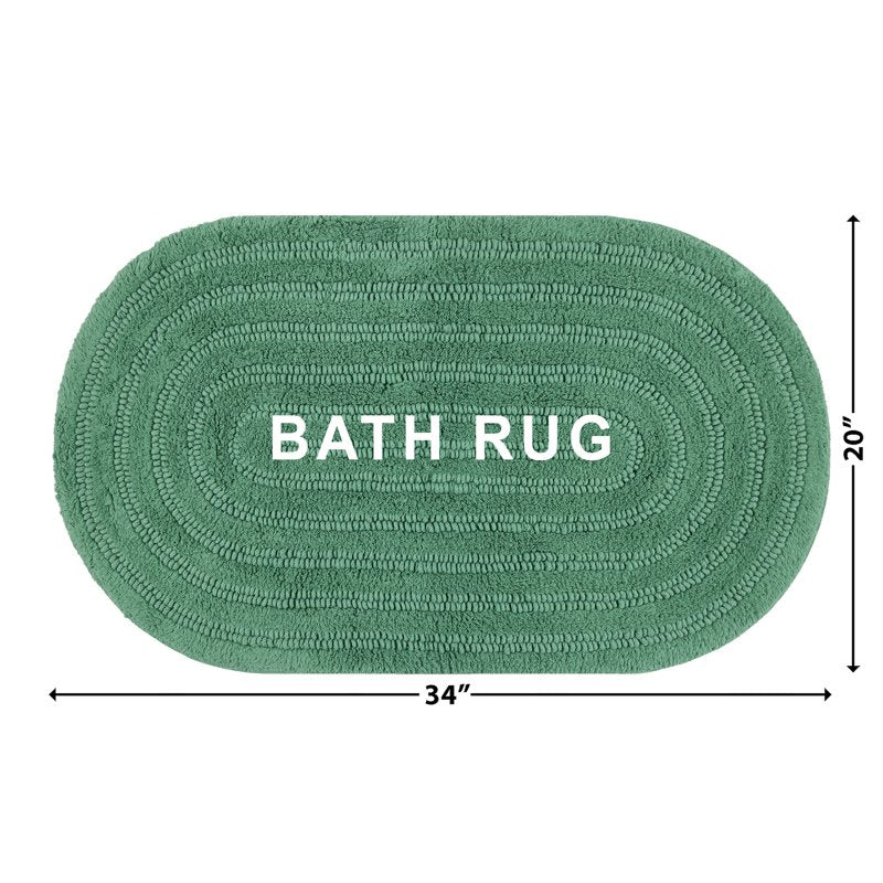 Oval Cotton Bath Rug - Pine Green 20 x 34 inches - Plush & Absorbent