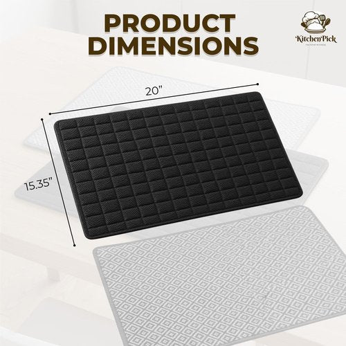 Elegant Duo Microfiber Dish Drying Mat - Large 15" x 20" Quick-Dry, Water-Absorbent Kitchen Counter Mat