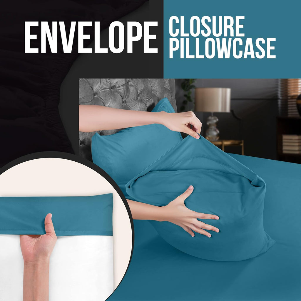 Utopia Bedding King Pillow Cases - Soft Brushed Microfiber - 4 Pack, Fade Resistant, 20 x 40 Inches | Denim Blue