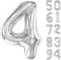 Number 4 Balloon - 40 Inch Silver Foil Balloon for 4th Birthday Party Decorations