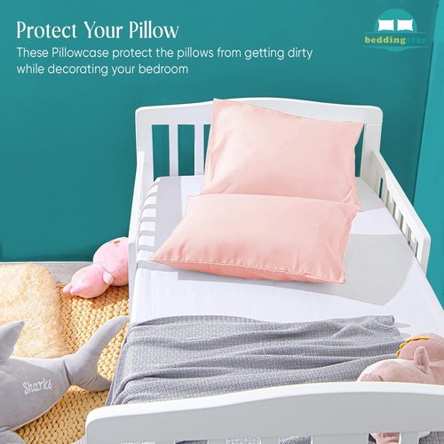 Youth Pillowcase 16x22 Set of 2 Kids Travel Pillow Case Cover with Zipper Closure 600 Thread Count 100% Egyptian Cotton Soft & Skin Friendly Youth Toddler Pillowcase 16x22 Inches, Blush Pink