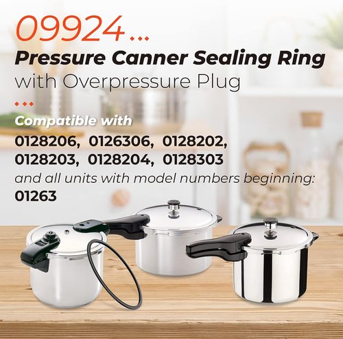 09924 Pressure Canner Sealing Ring with Overpressure Plug Replace for Presto 6 8 Quart Pressure Cooker, Model fit for 0128206 0128202 0128203 0128204 0128303 0126306 6 & 8 Quart Pressure Cooker