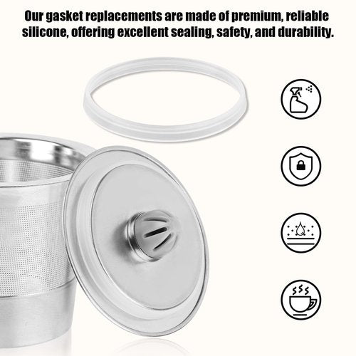 20pcs Silicone Gaskets for Keurig Reusable Coffee Machine Filter, Leak-Proof & Reusable Silicone Seal O Ring Replacement Parts Accessories for Stainless Steel Refillable Kcup K Cup (White)
